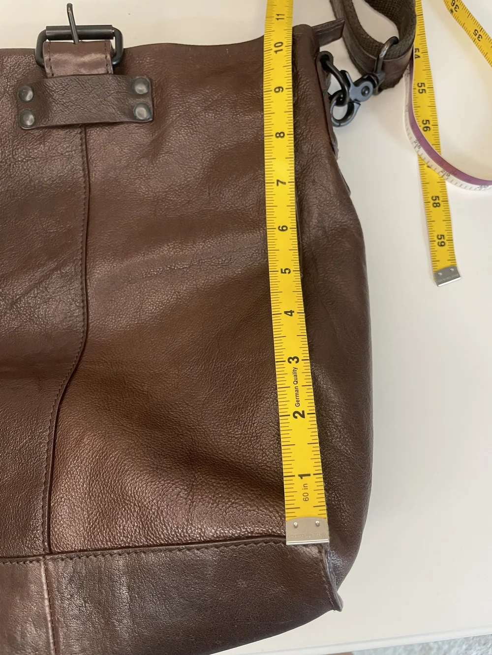 Barneys New York Dark Brown Leather Messenger Bag
